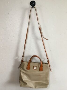 NWOT Dooney & Bourke Windam Nylon Cleo Khaki Tote with Leather Trim